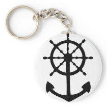 black steering wheel anchor icon key chains