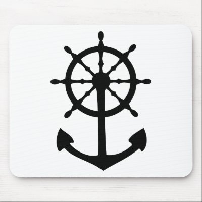 black steering wheel anchor icon mouse mat by Tomaniac