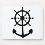 black steering wheel anchor icon mousepads