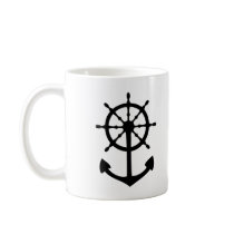 black steering wheel anchor icon mugs