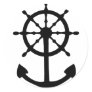 black steering wheel anchor icon stickers