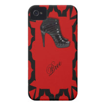 Black Stiletto on Red iPhone 4 Case