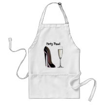 Black Stiletto Shoe and Champagne Glass Apron