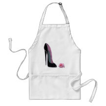 Black Stiletto Shoe and Rose Aprons