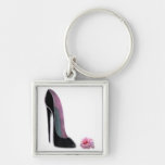 Black Stiletto Shoe and Rose Key Chains