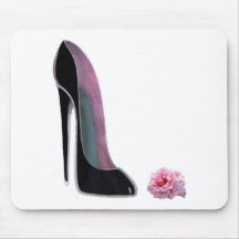 Black Stiletto Shoe and Rose Mouse Pads