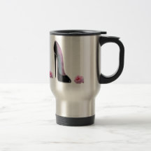 Black Stiletto Shoe and Rose Mug