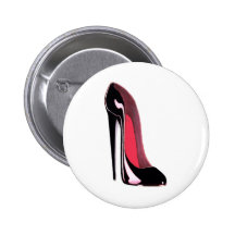Black Stiletto Shoe Pinback Button