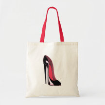 Black Stiletto Shoe Tote Bags