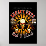 Black Support Legacy Vets MC - Red & Black Art Poster