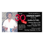 Black Surprise 30th Birthday Party Photo Invite Custom Photo Card