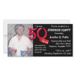 Black Surprise 50th Birthday Party Photo Invite Photo Greeting Card