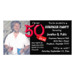 Black Surprise 50th Birthday Party Photo Invite Photo Greeting Card