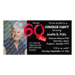 Black Surprise 60th Birthday Party Photo Invite Personalized Photo Card
