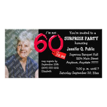 Black Surprise 60th Birthday Party Photo Invite Personalized Photo Card