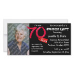 Black Surprise 70th Birthday Party Photo Invite Personalized Photo Card