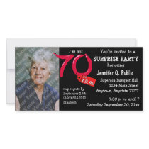 Black Surprise 70th Birthday Party Photo Invite Personalized Photo Card