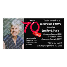 Black Surprise 70th Birthday Party Photo Invite Personalized Photo Card