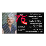 Black Surprise 75th Birthday Party Photo Invite Photo Cards
