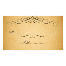 Black Swirls Vintage Wedding Place Card Business Card Templates