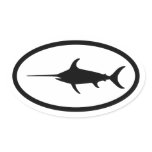 Black Swordfish Oval Sticker