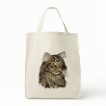Black Tabby Maine Coon Cat Tote Bags