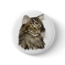 Black Tabby Maine Coon Cat Button
