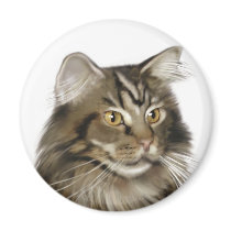 Black Tabby Maine Coon Cat Refrigerator Magnet