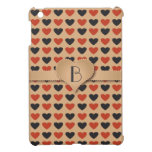 Black, Tan and Red Heart Monogram iPad Mini Case