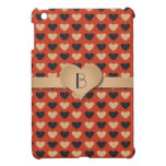 Black, Tan and Red Heart Monogram iPad Mini Case