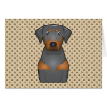 Black & Tan Coonhound Cartoon Portrait Greeting Card