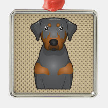 Black & Tan Coonhound Cartoon Portrait Christmas Tree Ornaments