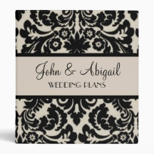 Black & Tan Damask 3 Ring Binder