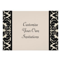 Black & Tan Damask Custom Invite