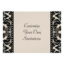Black & Tan Damask, Polka Dot Announcement
