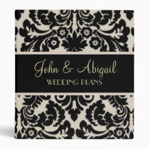 Black & Tan Damask Vinyl Binders