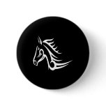 Black Tattoo Tribal Horse Pinback Buttons