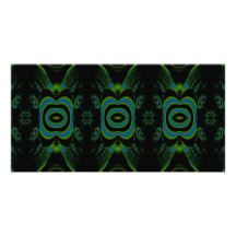 Black, Teal and Emerald Green Floral Design. Photo Cards