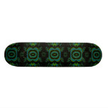 Black, Teal and Emerald Green Floral Design. Skate Deck