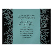Black, Teal, and Silver Garden Wedding Invitation