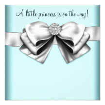 Black Teal Blue Princess Baby Shower Custom Invitations