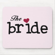 Black Text The Bride Tshirts and Gifts Mousepad