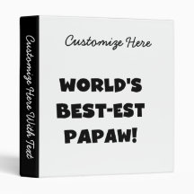 Black Text World's Best-est Papaw Gifts Binder