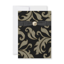 Black Tie Black Gold Damask Party Invitation RSVP