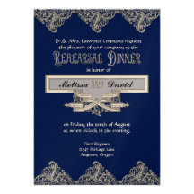 Black Tie Elegance 3 - Silver Look Vintage Damask Personalized Announcement