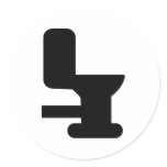 black toilet icon round stickers