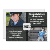 Black Tooled Leather Photo Graduation Announcement