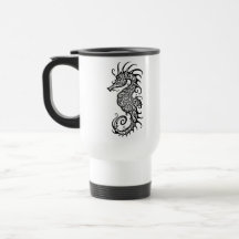 Black Tribal Seahorse Mug