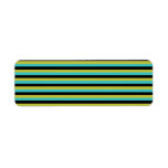 Black, Turquoise and Yellow Stripes. Return Address Label