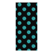Black turquoise glitter polka dots full color rack card